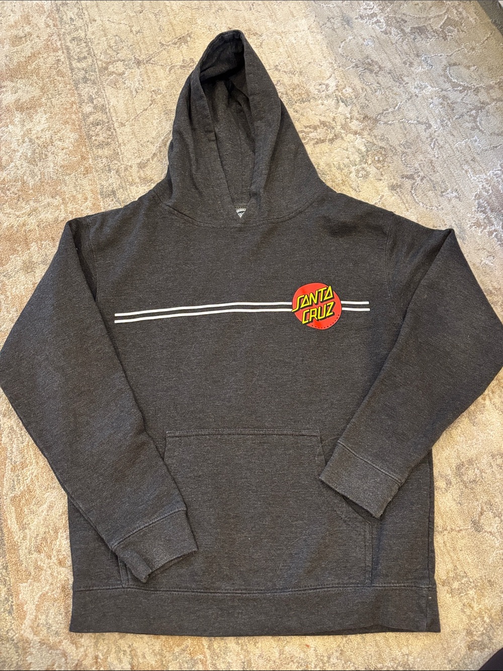 Santa Cruz Skateboards Dark Charcoal Hoodie with Red & Yellow Logo